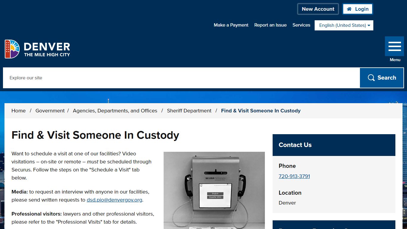 Find & Visit Someone In Custody - City and County of Denver